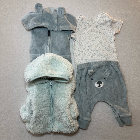 Carter's Other - Carter's Baby Boy Outfit Bundle 3M Blue Animal Theme Hoodie Zip Up 4 Piece